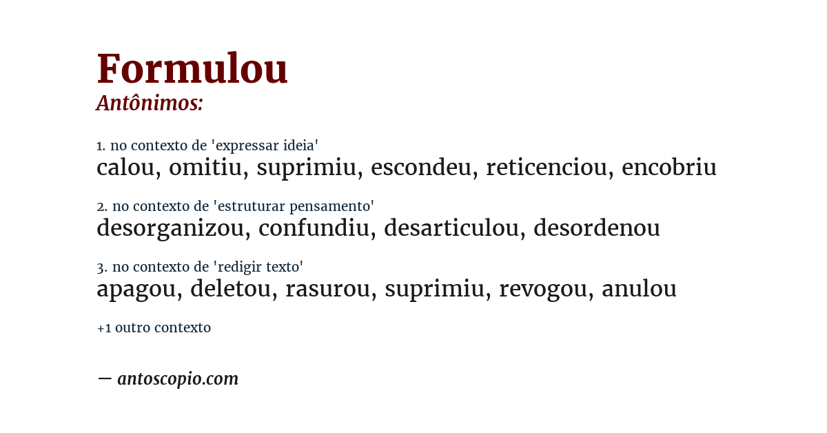 Antônimo de formulou
