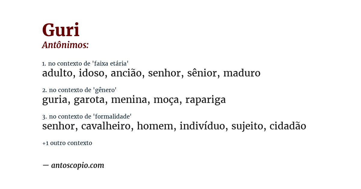 Antônimo de guri