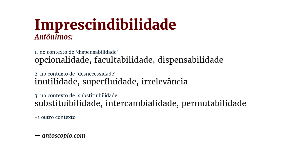 Antônimo de imprescindibilidade