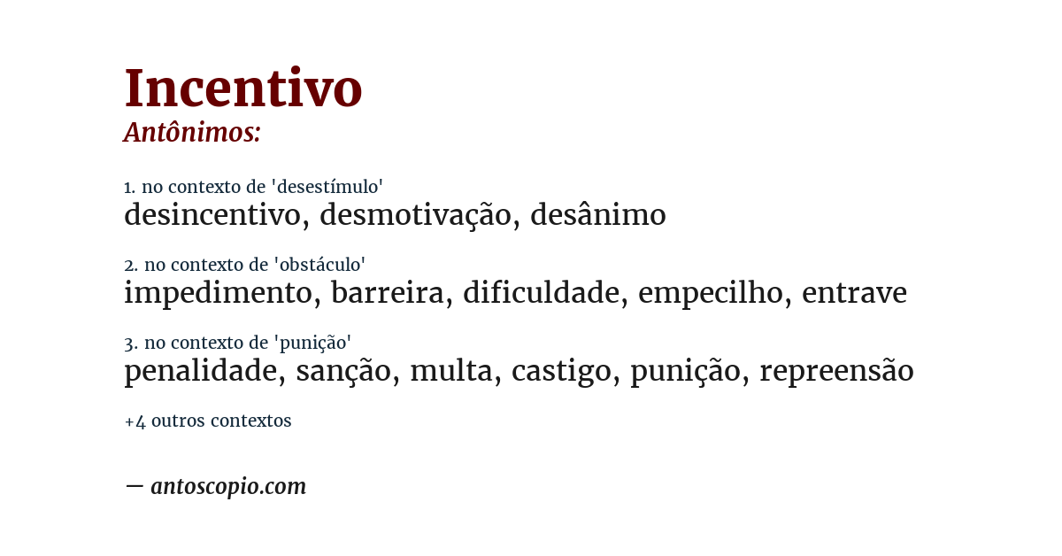 Antônimo de incentivo