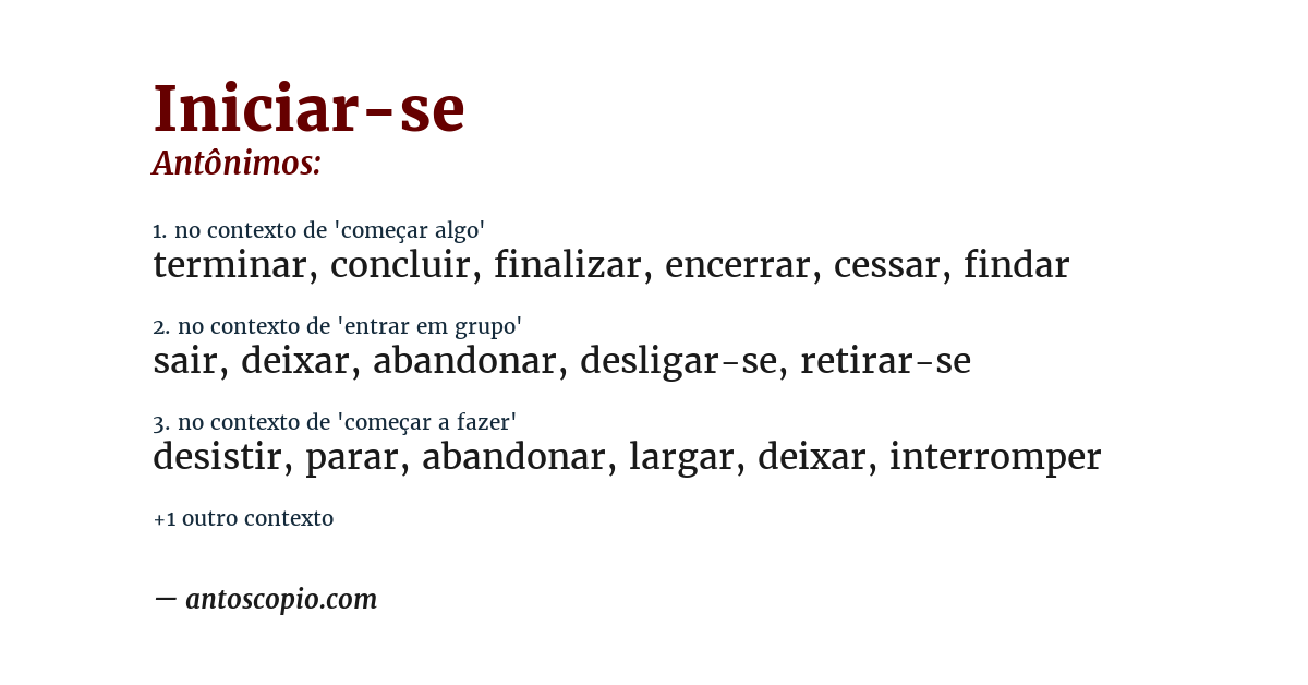 Antônimo de iniciar-se