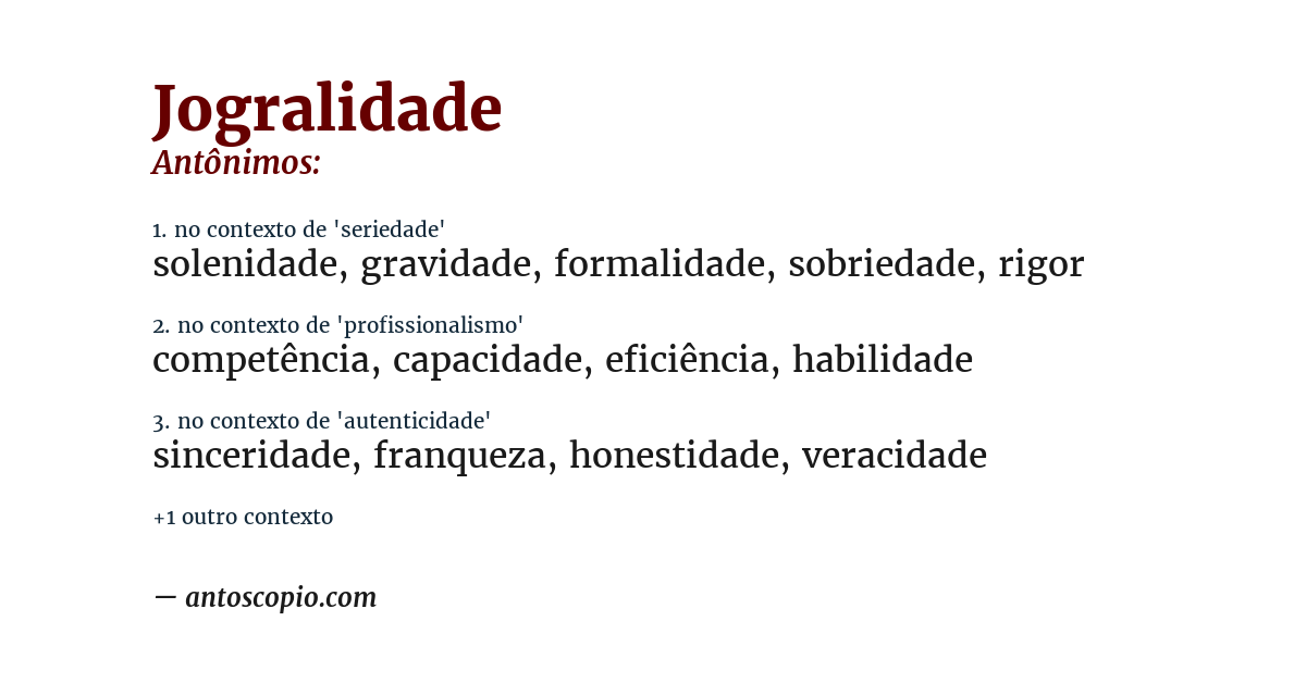 Antônimo de jogralidade