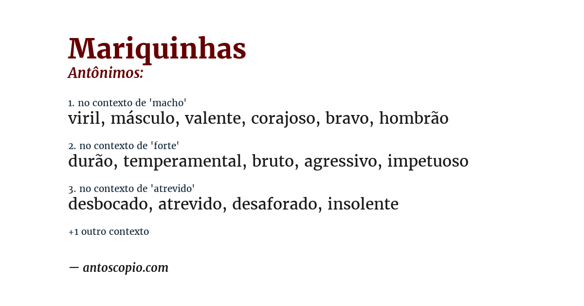 Antônimo de mariquinhas