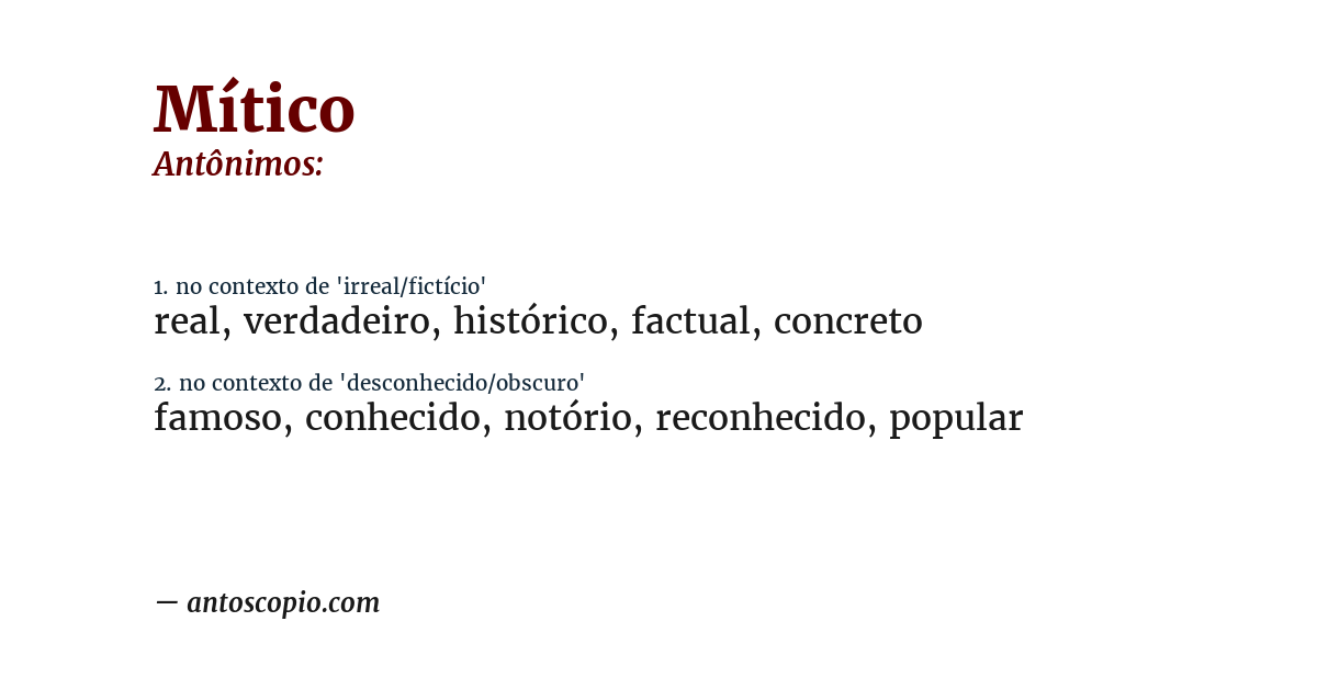 Antônimo de mítico