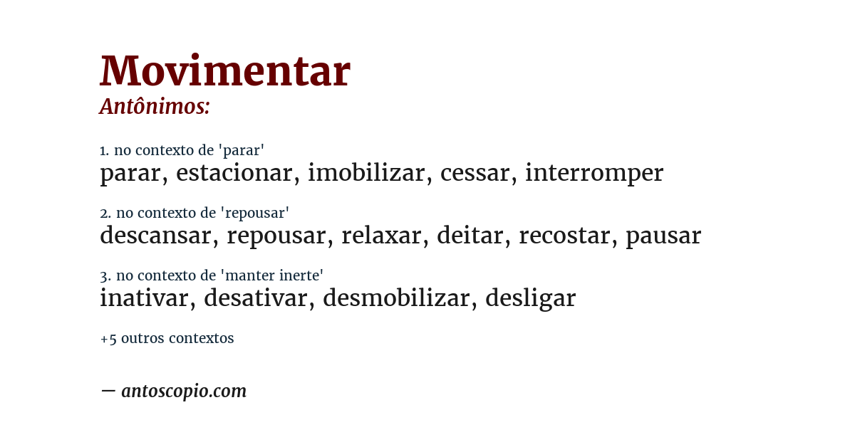 Antônimo de movimentar