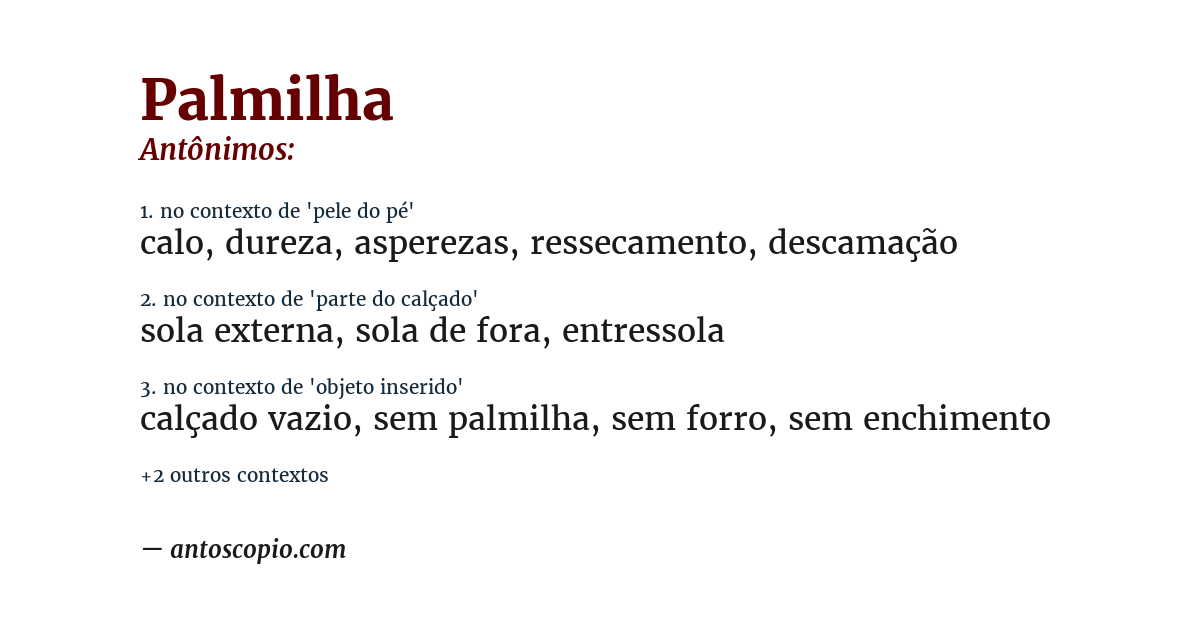 Antônimo de palmilha