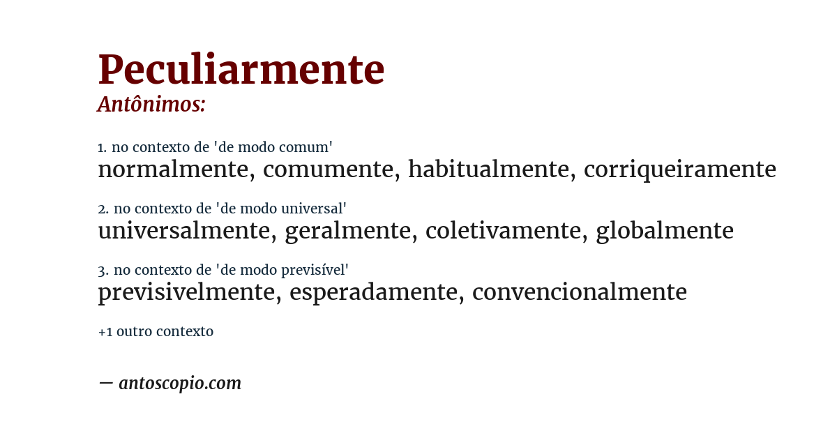 Antônimo de peculiarmente