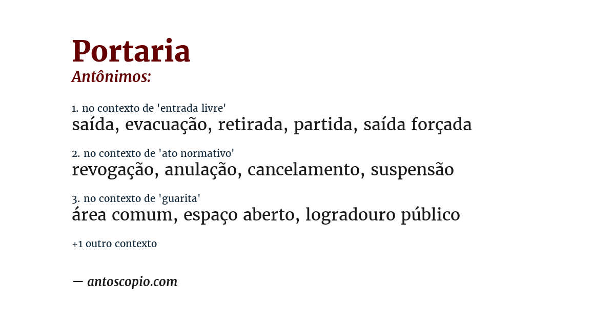 Antônimo de portaria