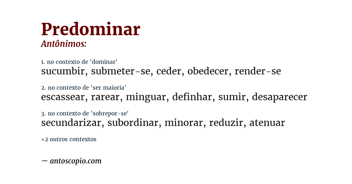 Antônimo de predominar