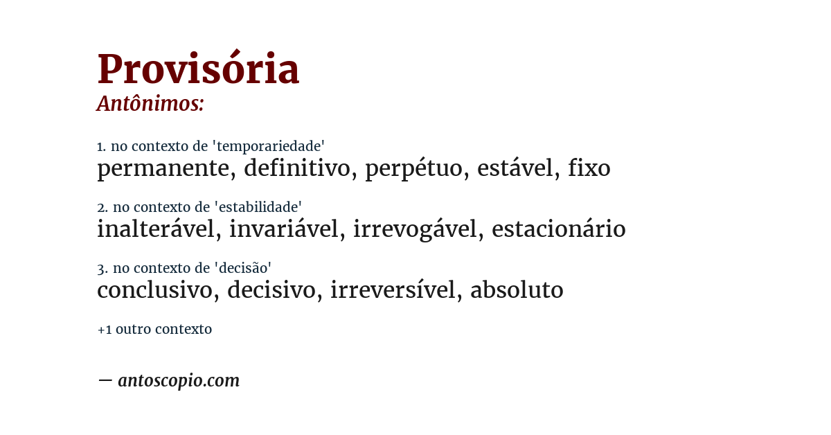 Antônimo de provisória