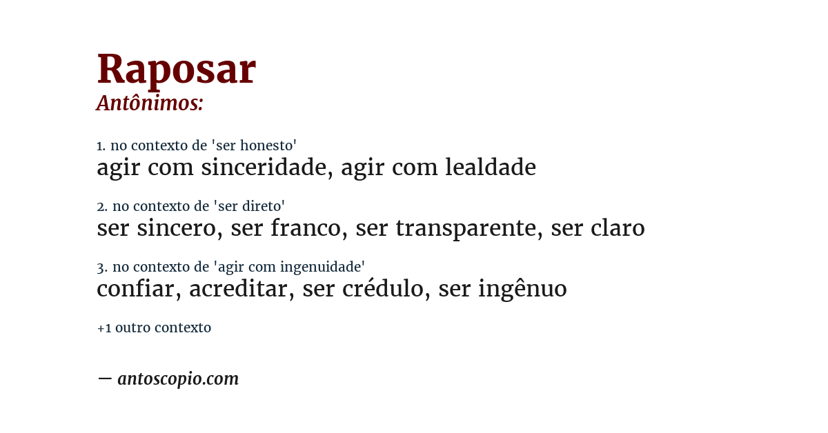 Antônimo de raposar