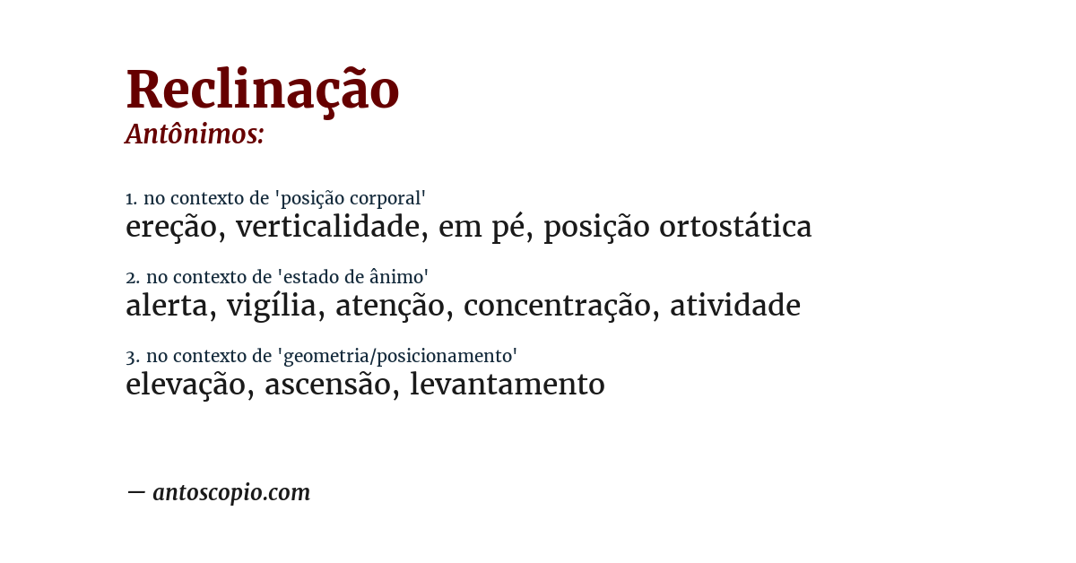 Antônimo de reclinação
