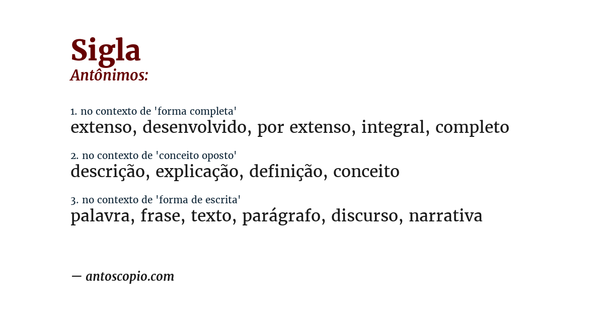 Antônimo de sigla