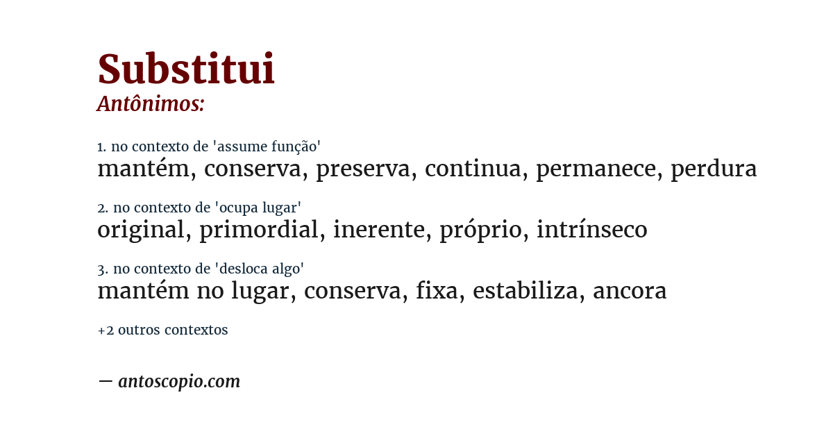 Antônimo de substitui