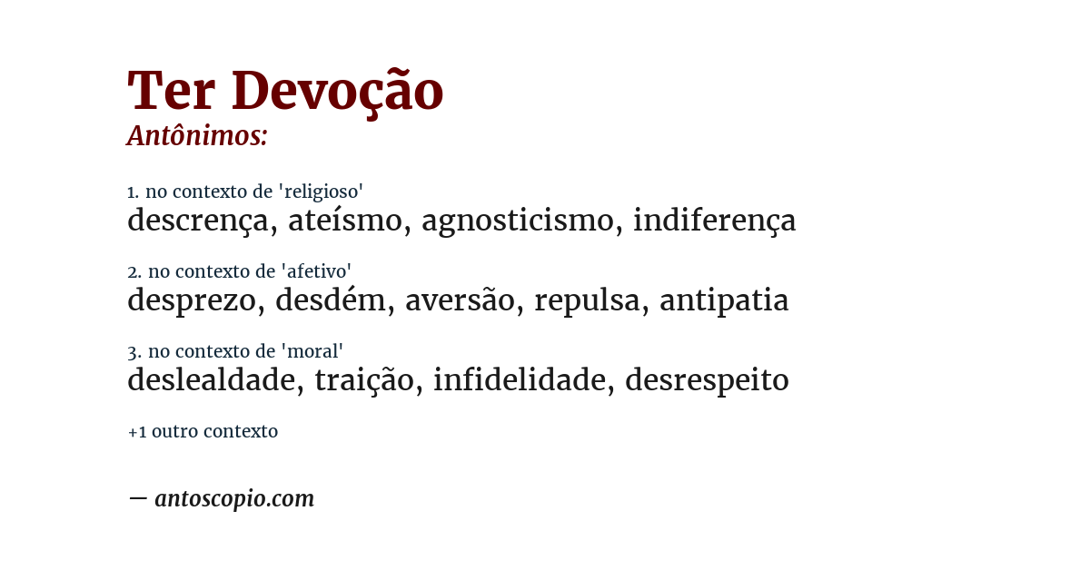 Antônimo de ter devoção