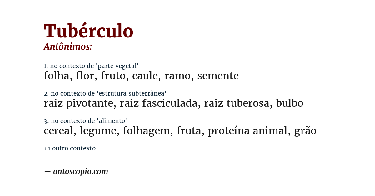 Antônimo de tubérculo