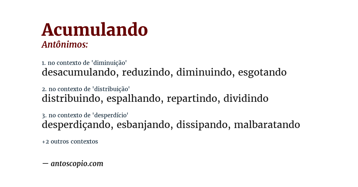 Antônimo de acumulando