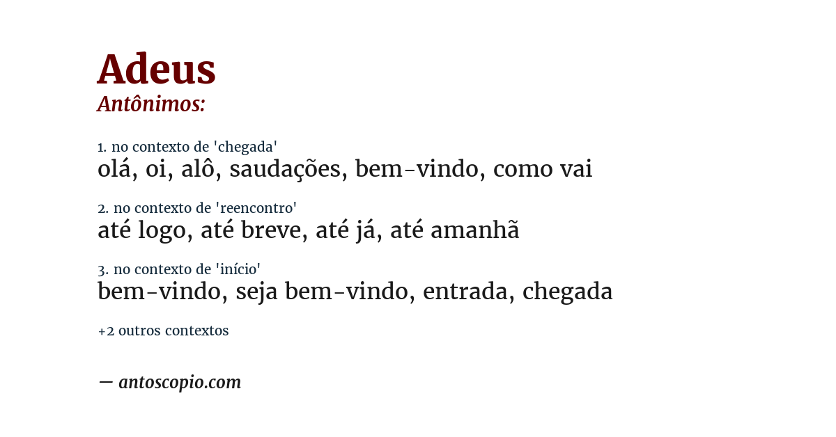 Antônimo de adeus