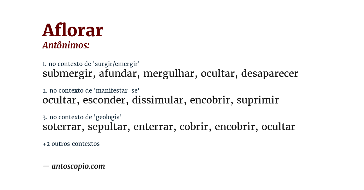 Antônimo de aflorar