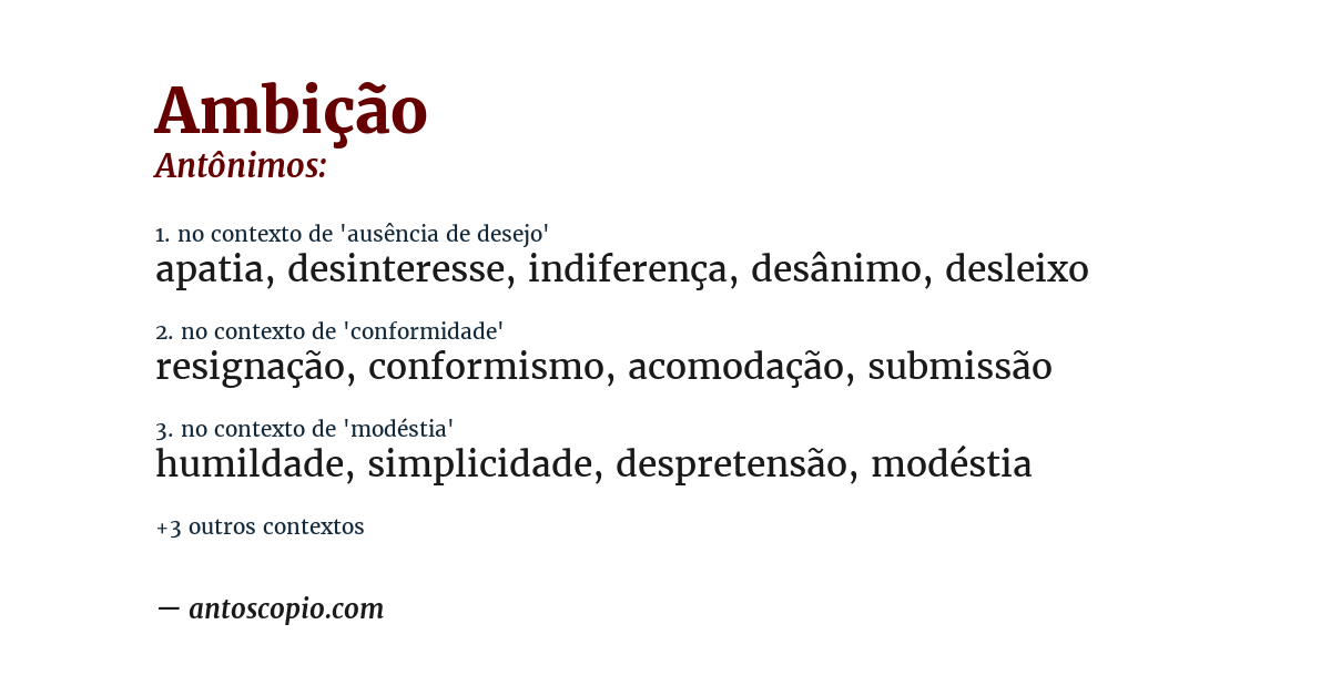 Antônimo de ambição