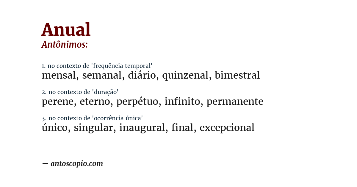 Antônimo de anual