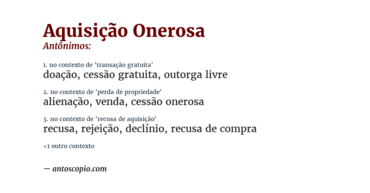 Antônimo de aquisição onerosa