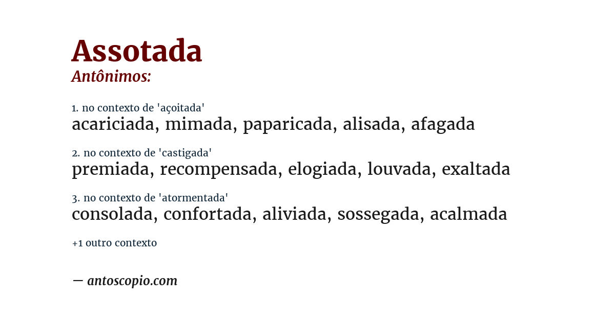 Antônimo de assotada