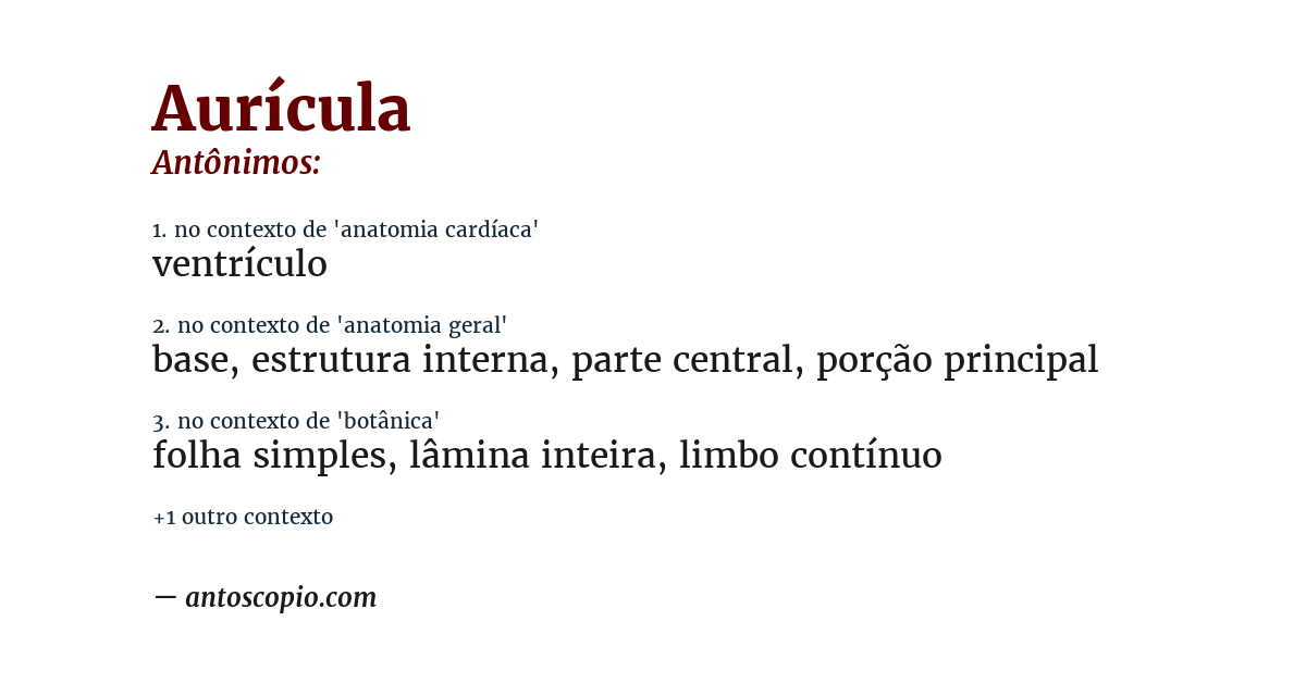 Antônimo de aurícula