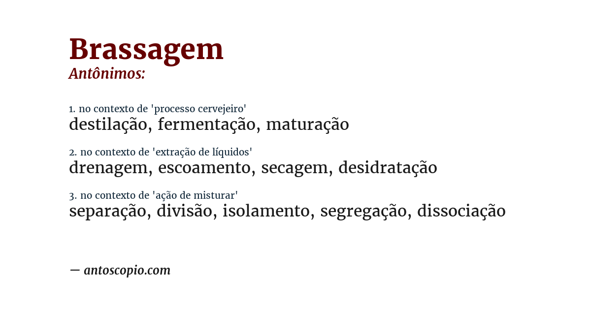 Antônimo de brassagem