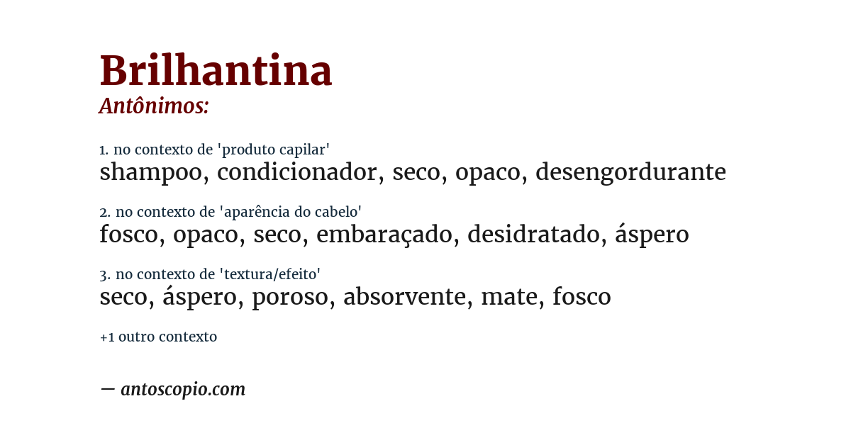 Antônimo de brilhantina