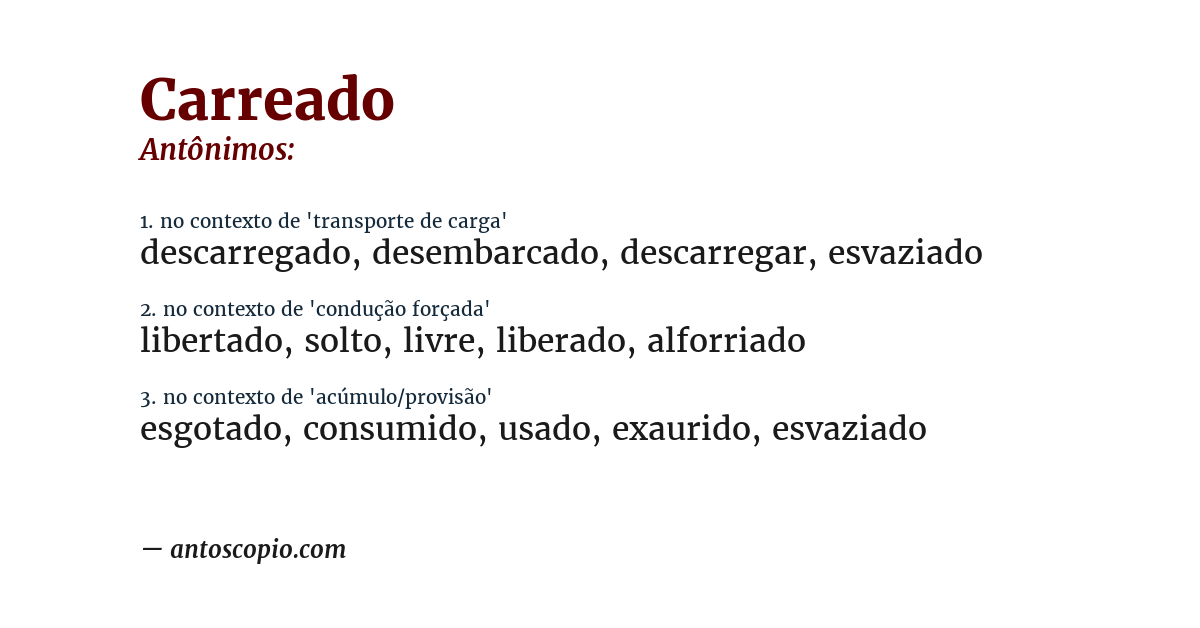 Antônimo de carreado
