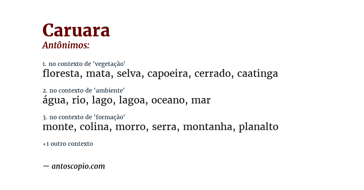 Antônimo de caruara