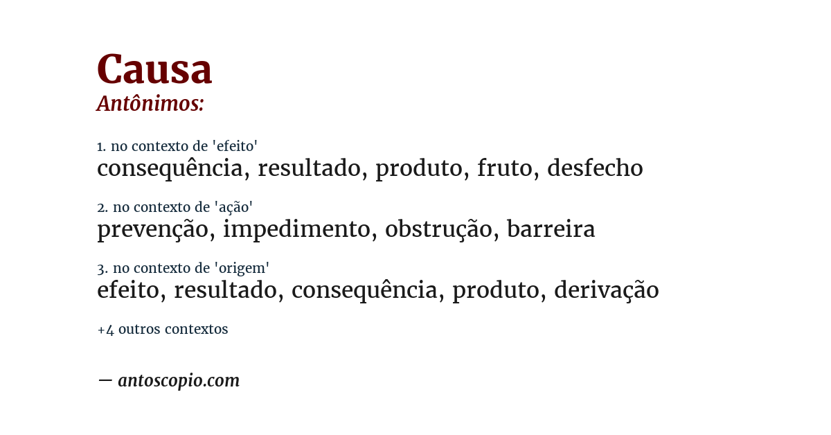 Antônimo de causa