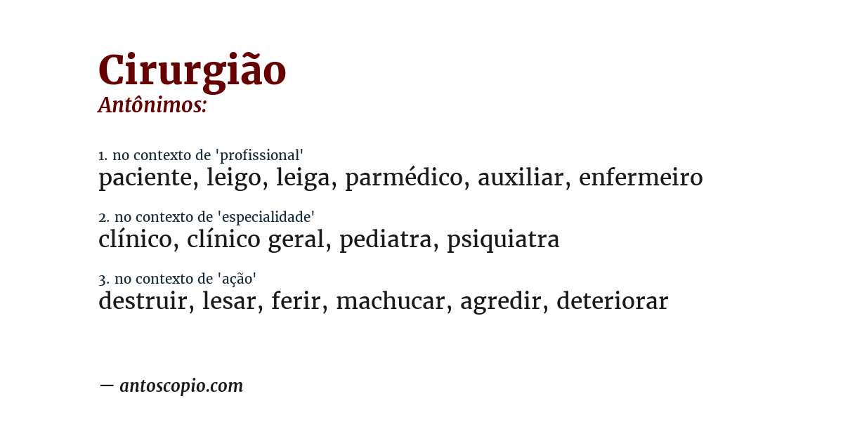 Antônimo de cirurgião