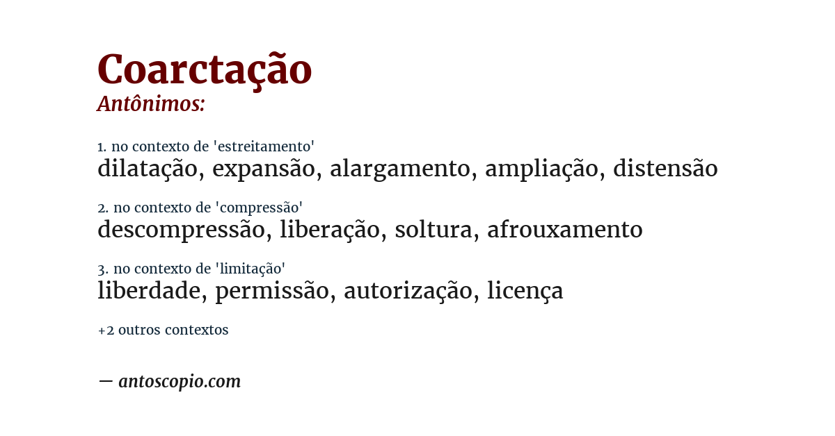 Antônimo de coarctação