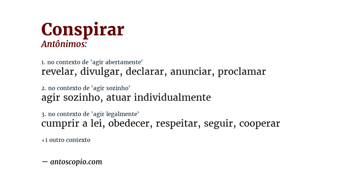 Antônimo de conspirar