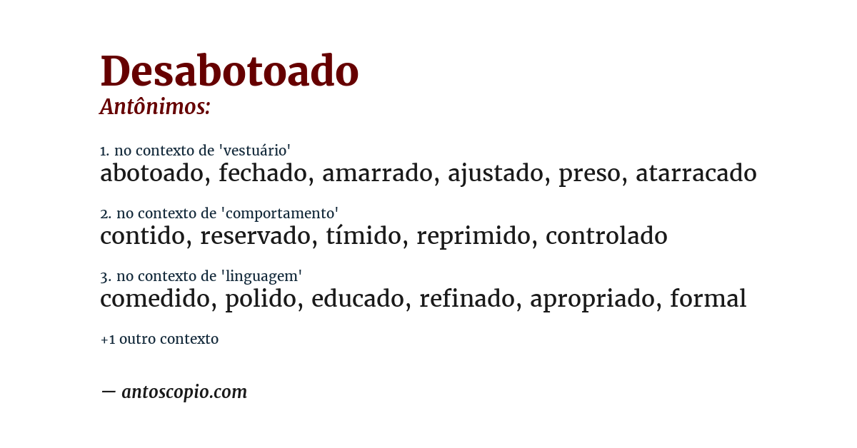 Antônimo de desabotoado