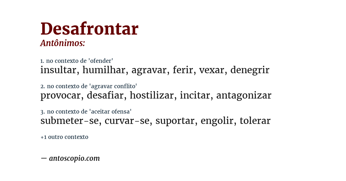 Antônimo de desafrontar