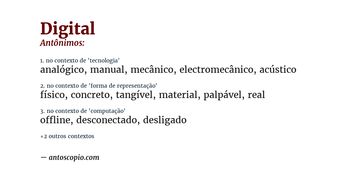 Antônimo de digital