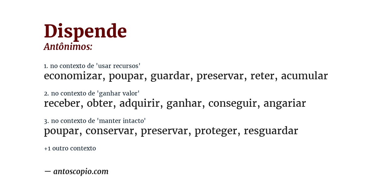 Antônimo de dispende