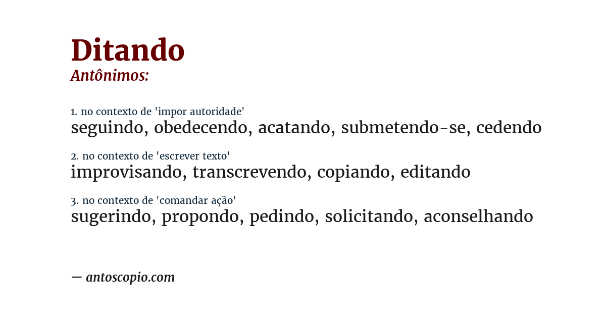 Antônimo de ditando