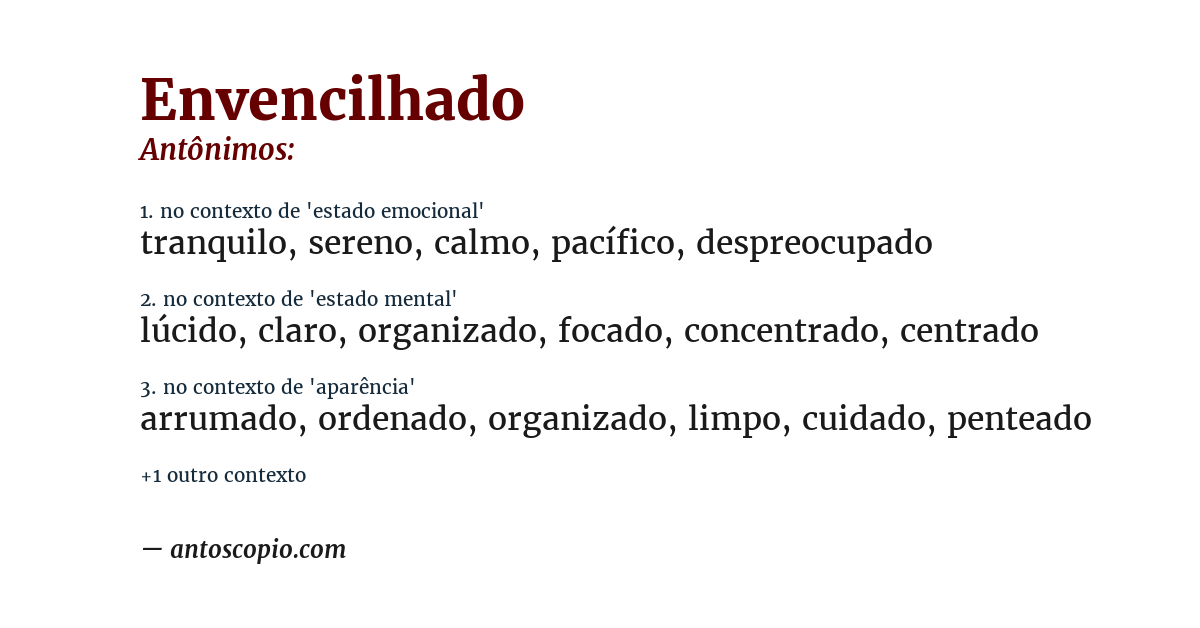 Antônimo de envencilhado