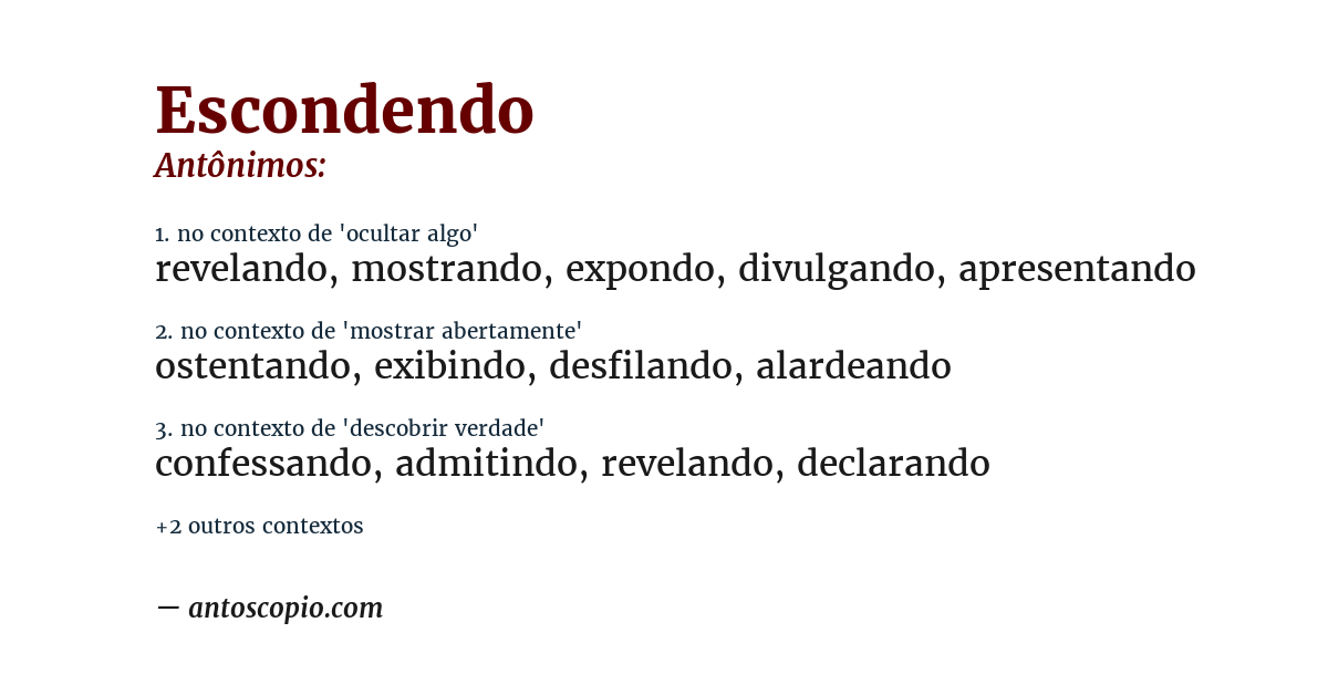 Antônimo de escondendo