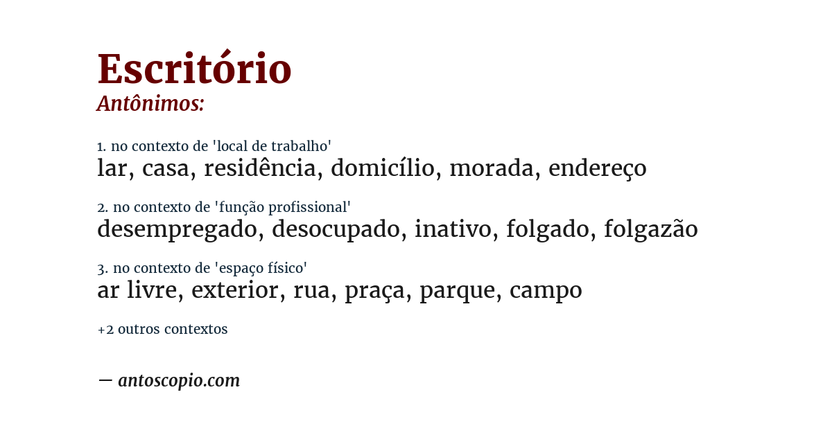 Antônimo de escritório