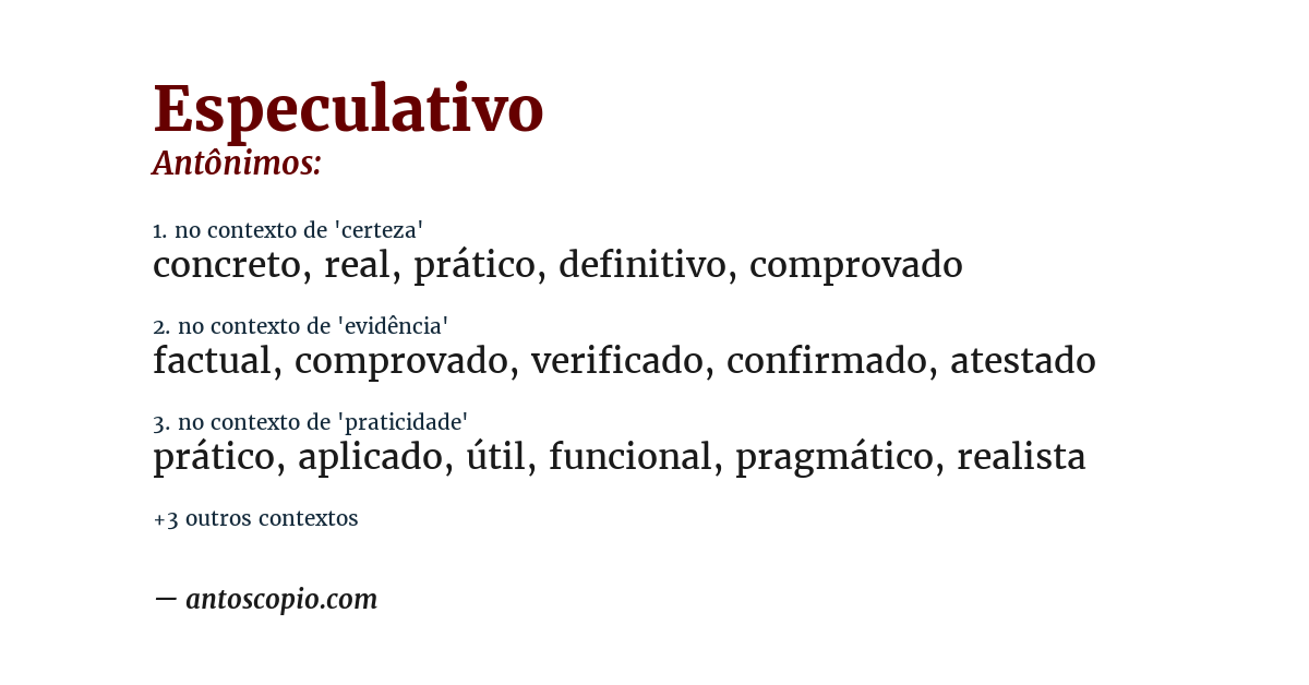 Antônimo de especulativo