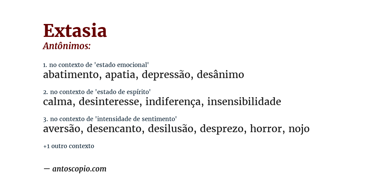 Antônimo de extasia