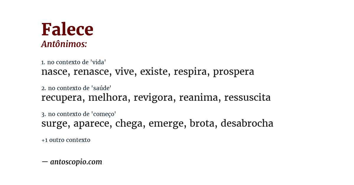Antônimo de falece