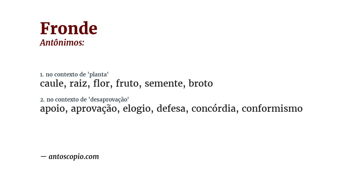 Antônimo de fronde