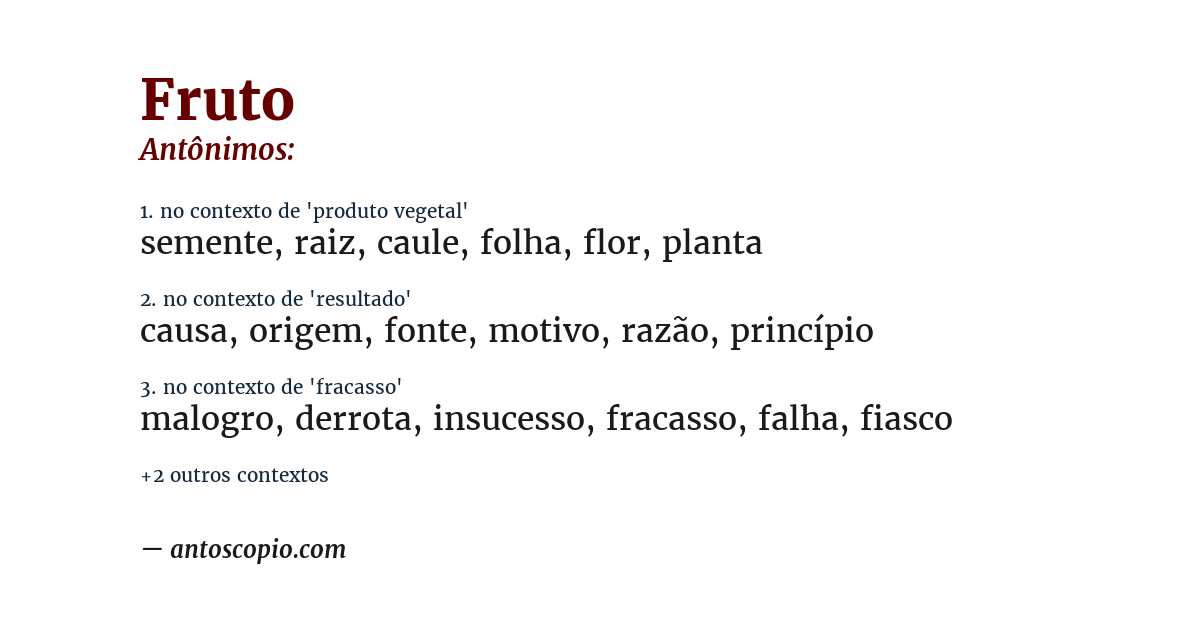Antônimo de fruto