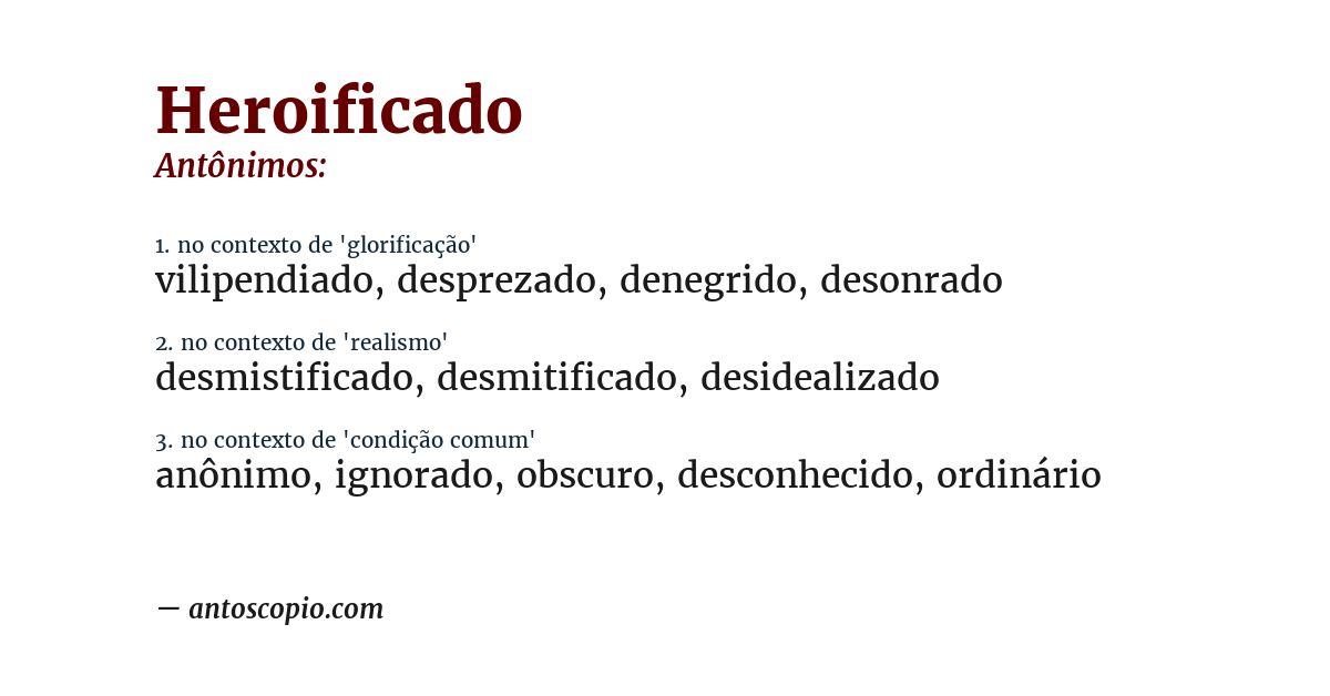 Antônimo de heroificado